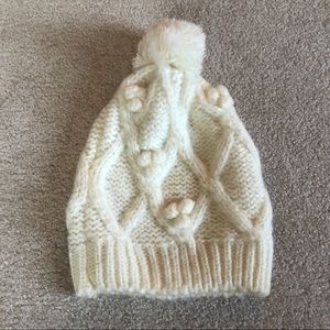 Merona Off White Pom Pom Knit Hat